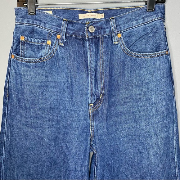 LEVIS RIBCAGE STRAIGHT WIDE LEG HIGH RISE BUTTON FLY RAW HEM JEANS - Picture 2 of 9